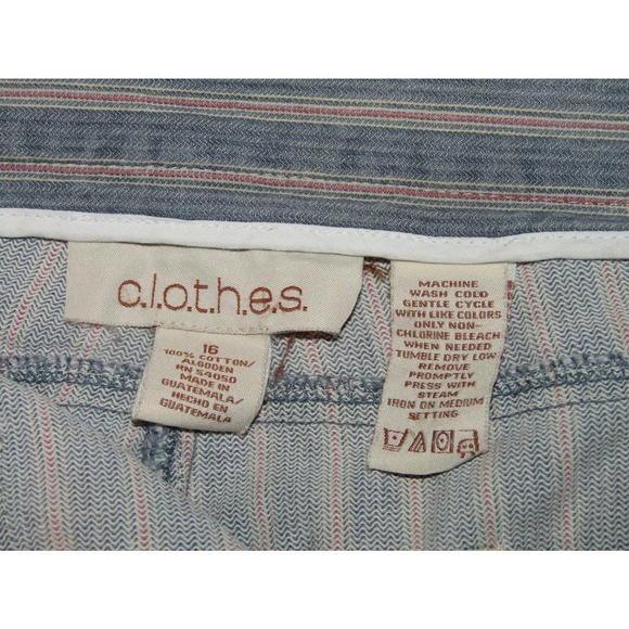 c.l.o.t.h.e.s. Women's High Waist Garden Jeans Pink Pinstripe Cuff Pants Cropped - Picture 4 of 7